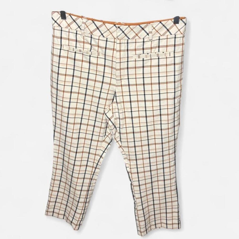 Anthropologie The Essential Slim Trousers Plaid Ankle Pants Size 14